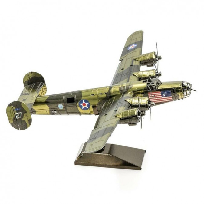 Metal Earth B-24 Liberator nehézbombázó repülőgép - lézervágott acél makettező szett Játék