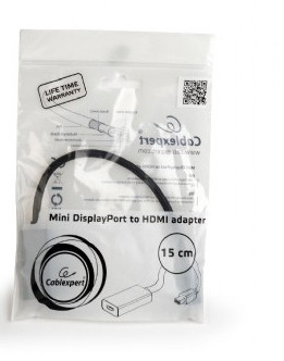 Gembird Displayport mini -> HDMI M/F adapter 0.2m fekete PC
