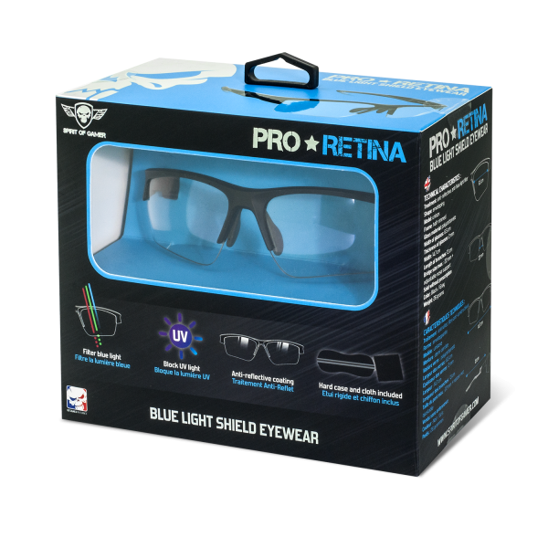 Spirit of Gamer Szemüveg - Retina Pro (Kékfény/UV szűrő, tükröződés mentes, modern dizájn, fekete) PC