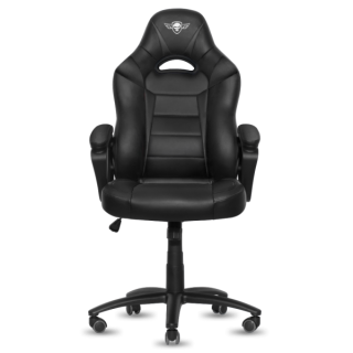 Spirit of Gamer szék - FIGHTER Black (állítható magasság; párnázott kartámasz; PU; max.120kg-ig, fekete) PC