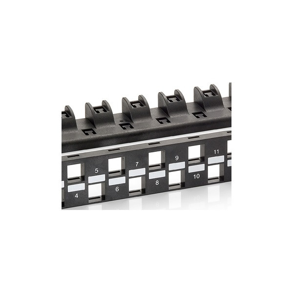 Equip Keystone Patch Panel - 769225 (24 port, Cat6A, 1U, árnyékolatlan, fekete) PC