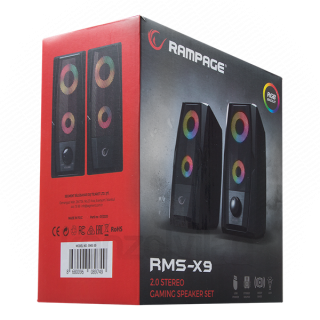 Rampage Hangszóró 2.0 - RMS-X9 2.0 RGB (6W RMS; hangerőszabályzó; USB, RGD LED, Piros) PC