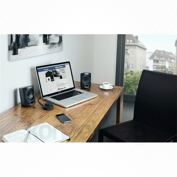 WaveMaster Hangszóró 2.1 - MOODY BT (65W RMS, Fa mélynyomó, Bluetooth, 3,5mm jack, RCA, Fekete) PC