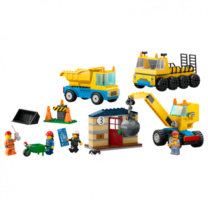 LEGO City Építőipari teherautók és bontógolyós daru (60391) Játék