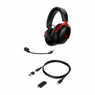 HyperX Cloud III - Vezeték nélküli Gaming fejhallgató (Fekete-Piros) (77Z46AA) PC