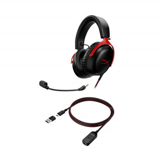 HyperX Cloud III - Gaming fejhallgató (Fekete-Piros) (727A9AA) PC