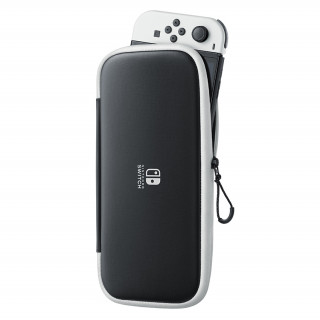 Nintendo Switch védőtok és kijelzővédő fólia - Fekete/Fehér (NSP129) Nintendo Switch